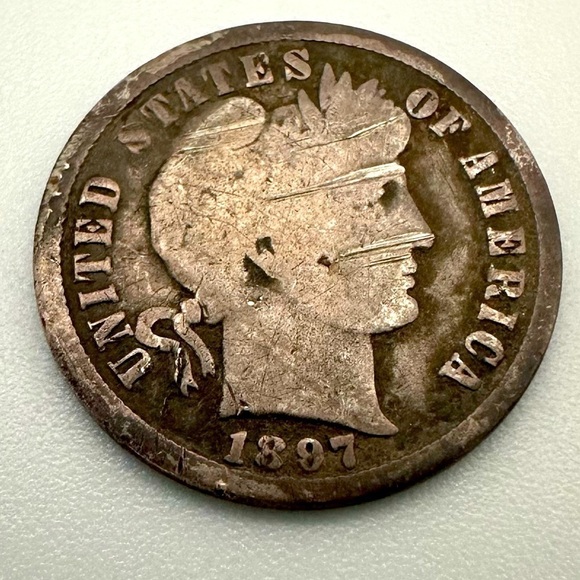 1897-S Barber Silver Dime – Vintage Coin - Picture 1 of 5